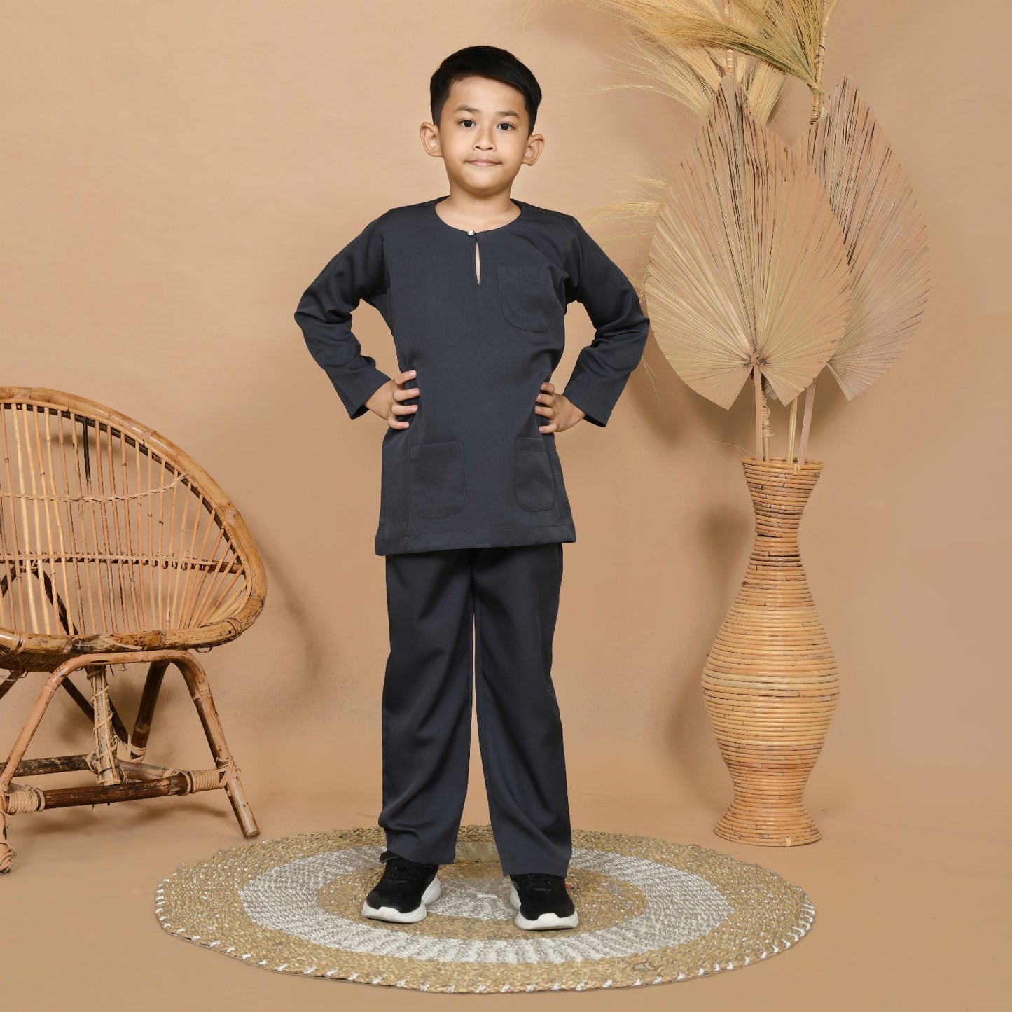 Wan Kurung Set Junior (Dark Gray)