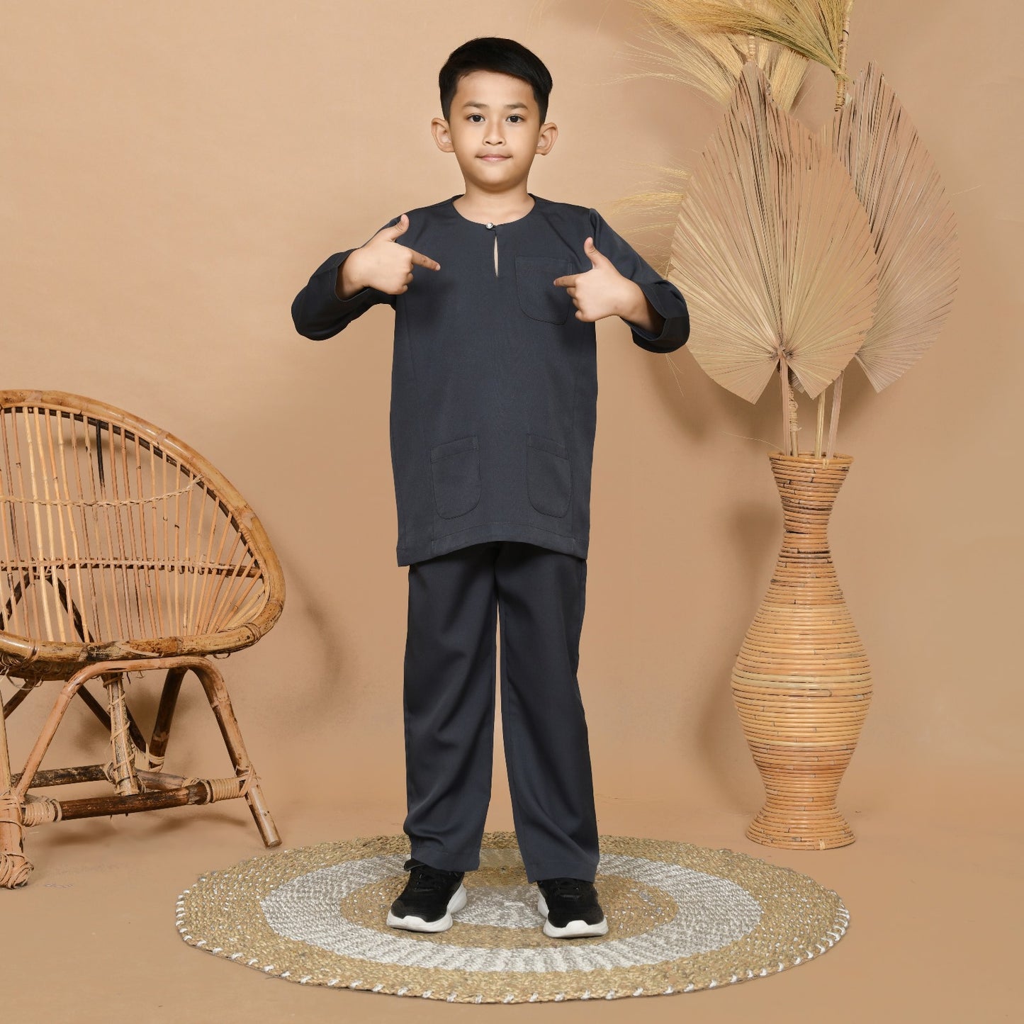 Wan Kurung Set Junior (Dark Gray)