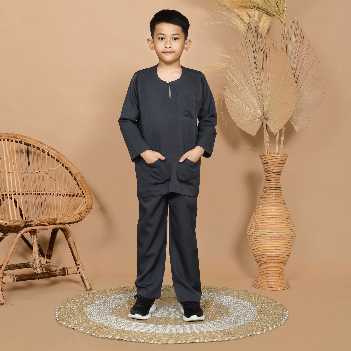 Wan Kurung Set Junior (Dark Gray)