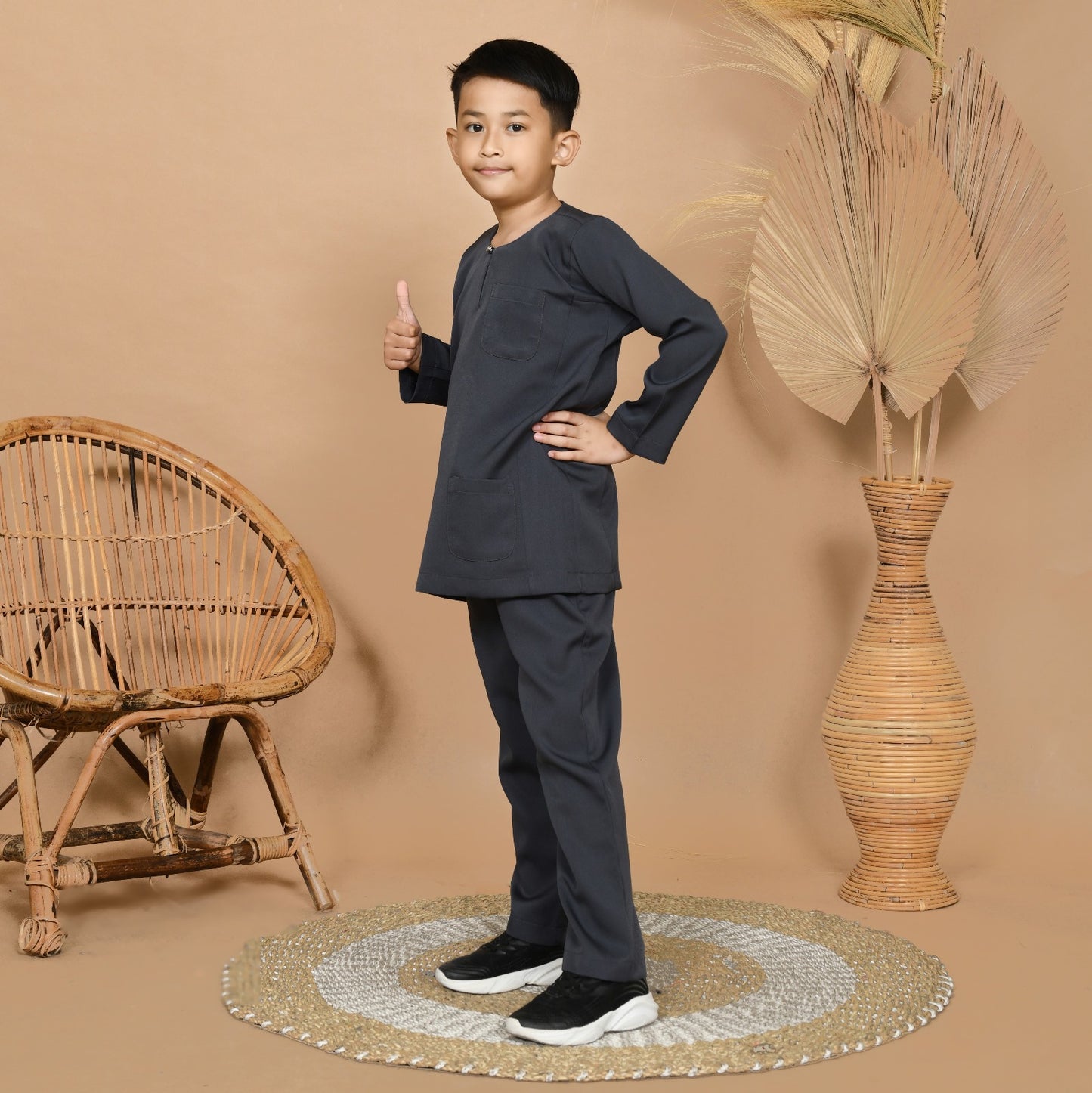 Wan Kurung Set Junior (Dark Gray)